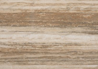 Travertine Striato is defined by its linear bands and layered textures that run continuously across the slab, creating a distinctive directional movement. The warm beige and walnut tones enhance its natural character, while the vein-cut structure delivers a sophisticated architectural appearance. The elongated patterns create visual continuity, making spaces appear more expansive and harmonious.